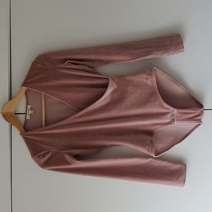 Madewell Pink Velvet Bodysuit XS